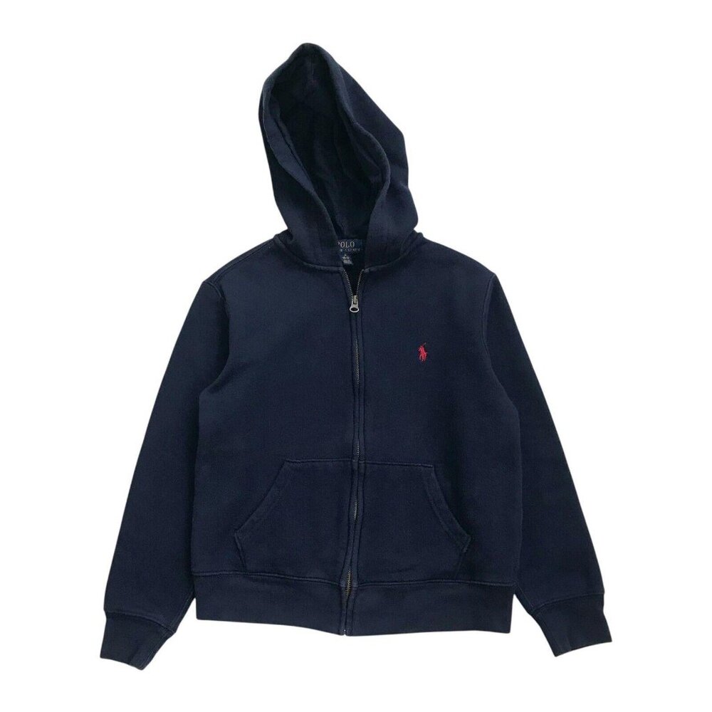 Polo Ralph Lauren Hoodie Medium M 10-12 Youth Blue Jacket Sweatshirt Full Zip
